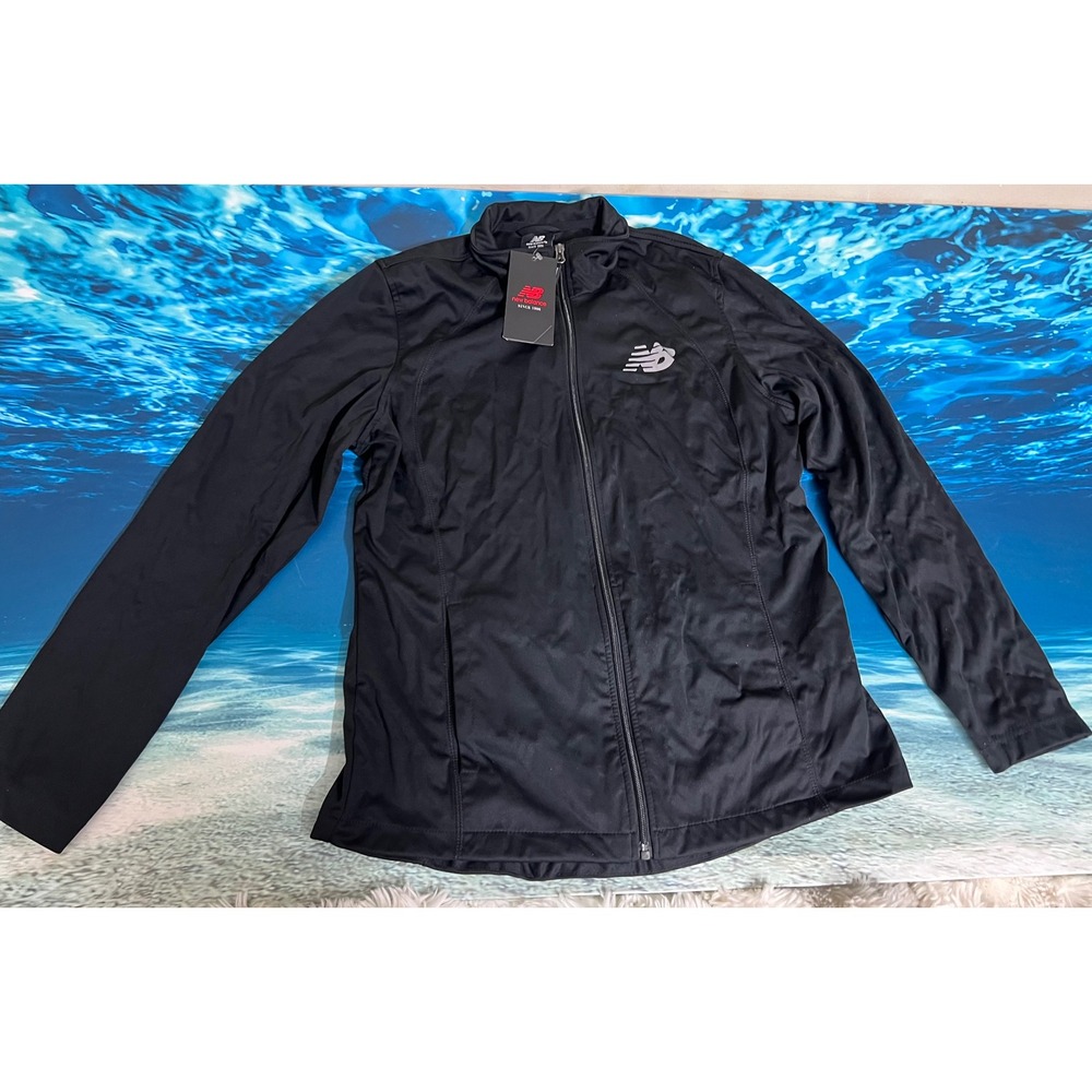 ❄️New Balance Womens Full Zip Track Jacket Black Athletic Running Gym Coat L NEW - Picture 2 of 14